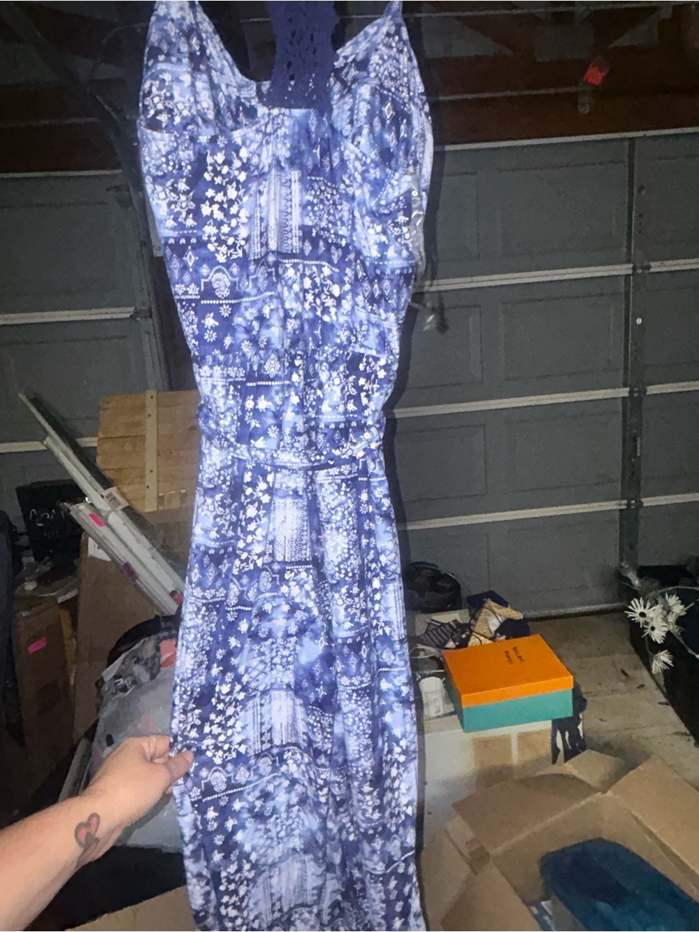 No Boundaries Blue Printed Jumpsuit
